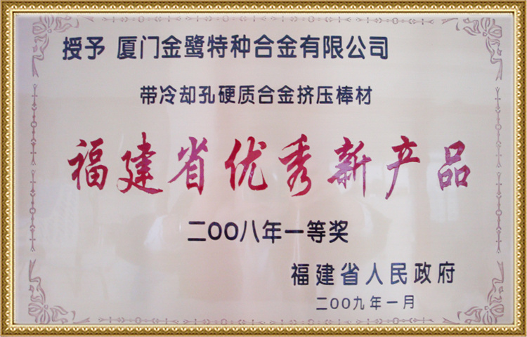 First Prize for Excellent New Products in Fujian Province